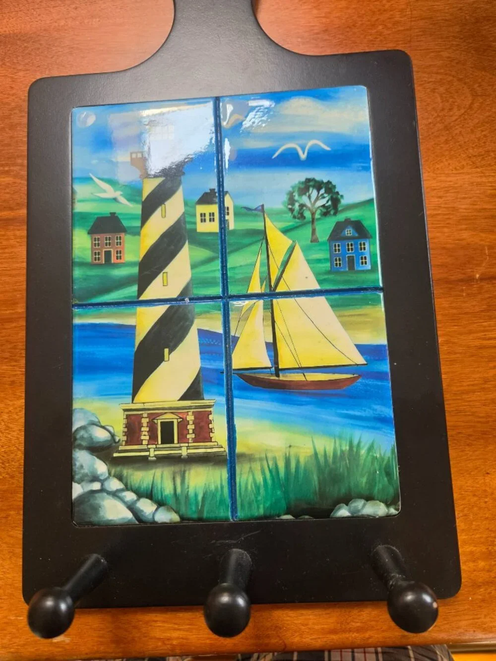 lighthouse landscape  tiled wooden with hooks